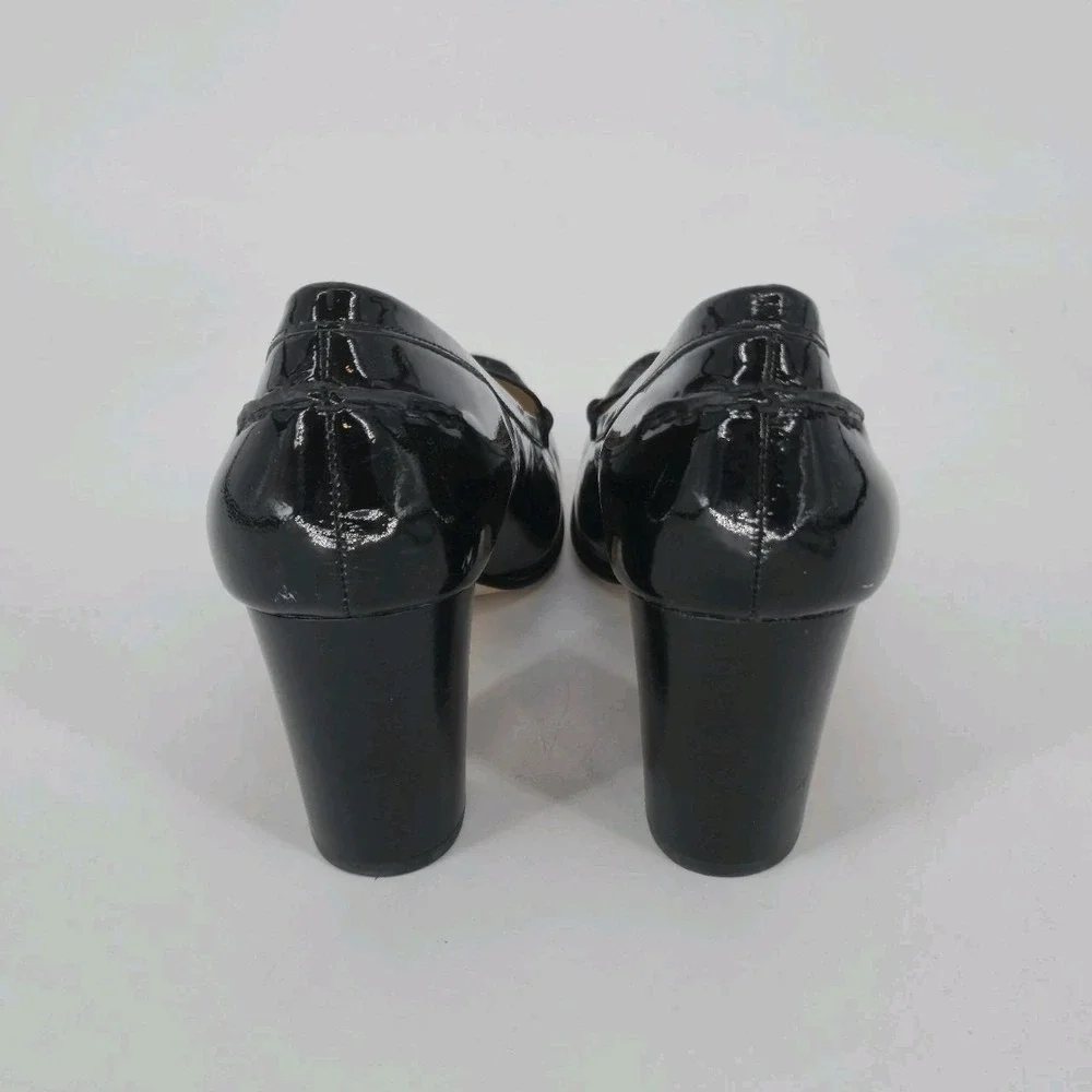 Michael Kors Bayville Black Patent Leather Heeled Penny Loafer Shoes Womens 9.5M - Picture 3 of 10